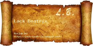 Lack Beatrix névjegykártya
